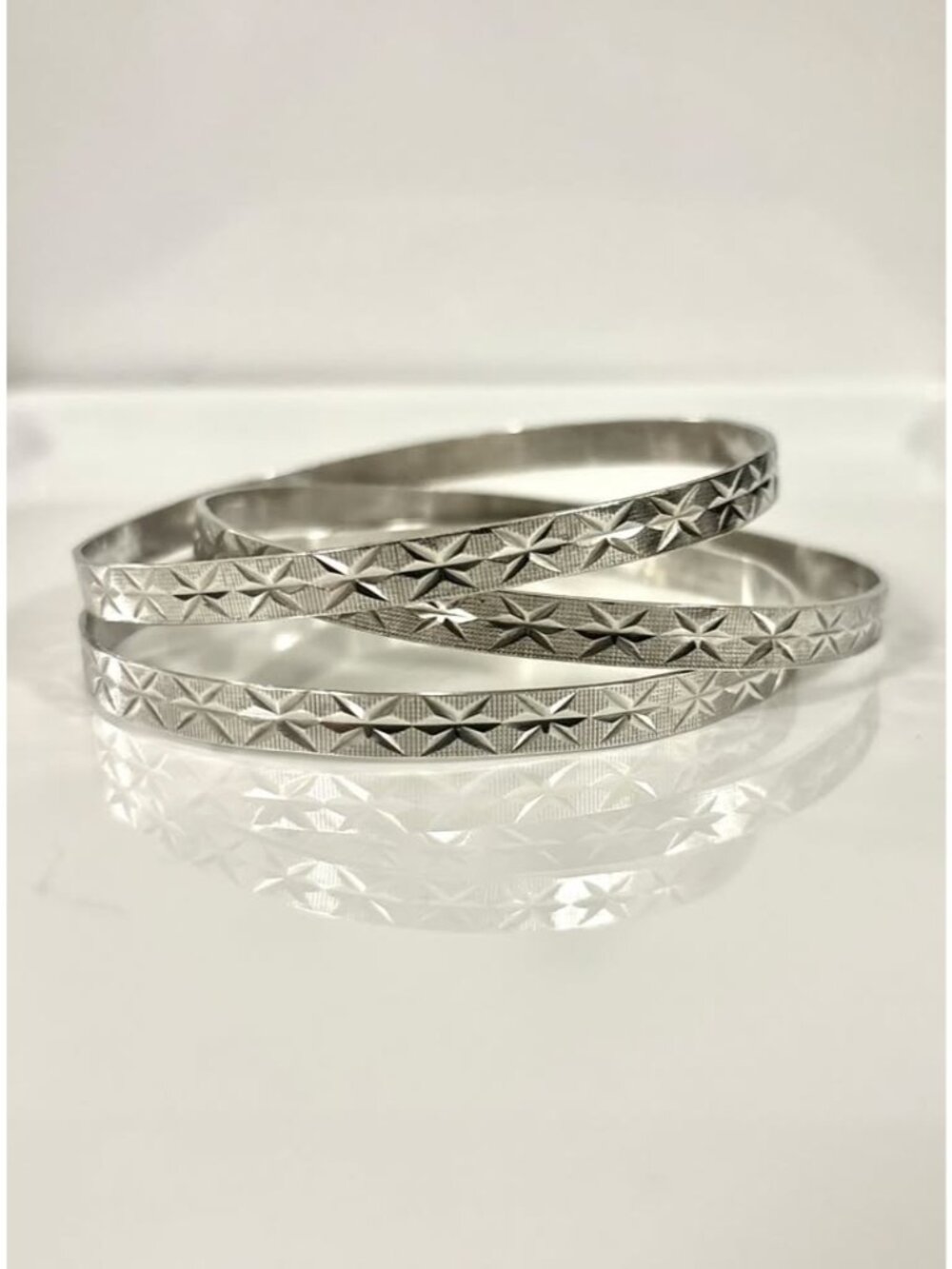Greek 950 silver bangle bracelet set